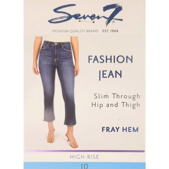 Seven High Rise Fray Hem Slim Though Hip And Thigh Size 10 MSRP $69 - Picture 3 of 8